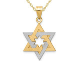 14K Yellow and White Gold Star of David Pendant Necklace with Chain